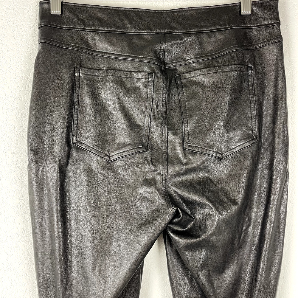 Spanx Leather-Like Ankle Skinny Pant Womens Large Brown Stretch Pull On Cropped - Picture 6 of 14